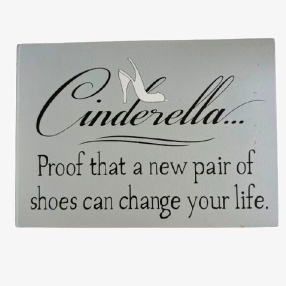 Slate Blue Cinderella 7"W X 5"H X 1 1/4"D Wooden Sign Princess Bedroom Decor - Picture 1 of 3